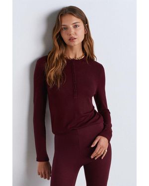 Dilvin Slim Fit V-Ausschnitt Knöpfen Bluse - Lila