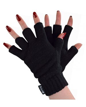 THMO Fingerlose Damen-Thermohandschuhe - Schwarz