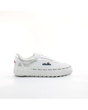 Ellesse Alzina Af Weißes Leder Damen Lace Up Trainer 6-10435