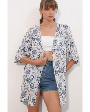 Bigdart Langer Bedruckter Viskose-Kimono - Grau