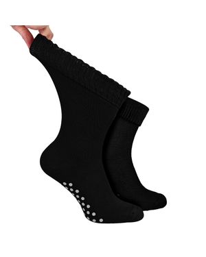 Dr.Socks Herren Extraweite Winterbett-Socken Mit Grip - Schwarz