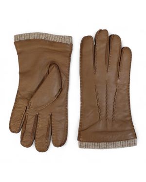 Infinity Leather Herrenhandschuhe Aus Hellbraunem Italienischem Leder Mit Warmem Wollfutter, Ideal Für Winter, Reiten Und Autofahren