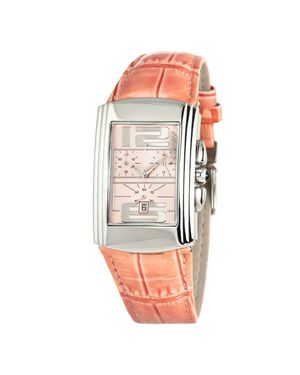 Chronotech Rechteckige Pinkfarbene Ziffernblatt-Uhr Ct7018B02Ac - Mehrfarbig