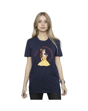 Disney "Beauty And The Beast I'D Rather Be Reading" T-Shirt Für Damen (Marineblau)