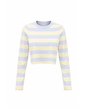 MixRay Gestreifter Strickpullover - Weiß