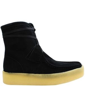 Clarks Wallabee Cup Damen Schwarze Hohe Stiefel - Blau
