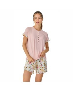 J&j Brothers Damen Sommer Kurzarm Schlafanzug Jjb31 - Pink