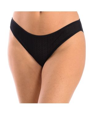 Selene Bikini-Unterteil Aus Mikrotüll Mit Fischgrätenmuster Für Frauen, Modell 3095. Elegant, Weich Und Mit Einer Perfekten Passform - Schwarz