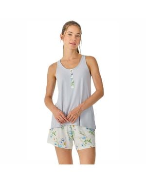 J&j Brothers Damen Sommer Kurzarm Ärmellose Pyjamas Jjb41 - Blau
