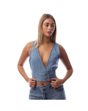 Levi's "Raine" Kurzes Top Für Damen, Tief Ausgeschnittene, Denim, Ärmellos (Denim) - Blau