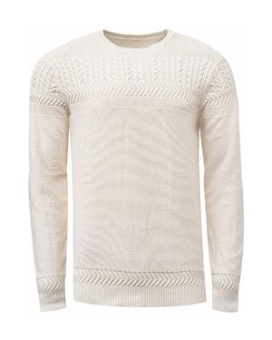Rusty Neal Vintage Feinstrick Rundhals Pullover - Weiß