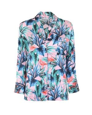 Dee Ocleppo Blumenmuster Seide Schlafoberteil - Blau