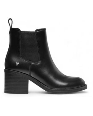Windsor Smith Damen – Klassische Chelsea-Stiefel Aus Schwarzem Leder Mit Plateausohle – Varsity