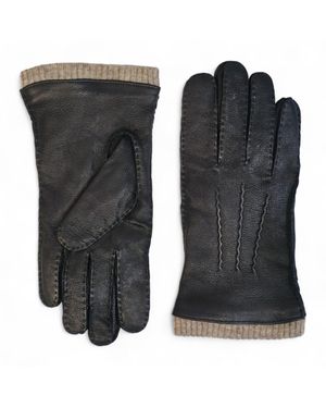 Infinity Leather Schwarze Herrenhandschuhe Aus Italienischem Leder Mit Warmem Wollfutter, Ideal Für Winter, Reiten Und Autofahren