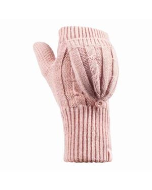 Heat Holders Damen Kabelstrick 2.3 Tog Thermo Winter Fingerlose Umwandlungshandschuhe - Pink