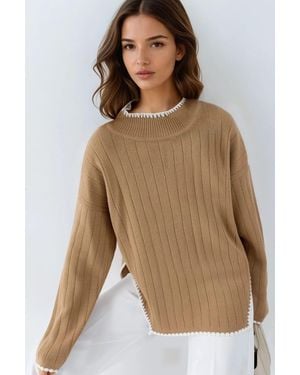 My Fashion Oversized-Pullover Mit Stickdetail - Braun