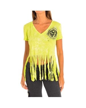 Zumba Kurzärmeliges Sport-T-Shirt Mit V-Ausschnitt Für Damen Z1T00401 - Gelb