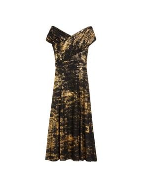 Ted Baker Schwarzes Midikleid Von Serinha Bardot Mit Folienprint