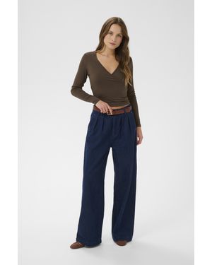 Saint Tropez Langarm-Bluse Viggasz Langarm-Bluse Fitted - Blau