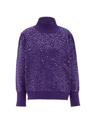 faina Strickpullover Mit Pailletten Damen - Lila
