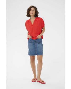 Kaffe Kurzarm-Bluse Kagina Kurzarm-Bluse Loose Fit - Rot