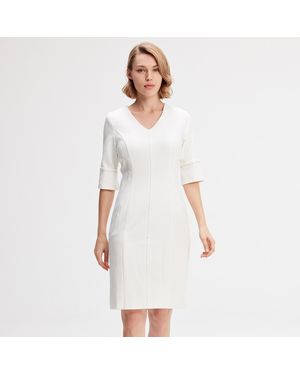 S&J Weekends Kurzes Kleid Mit Kontrahierten Nähten - Weiß