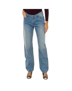 Armani Lange Gerade Geschnittene Jeans 6Y5J15-5Dwqz Frau - Blau