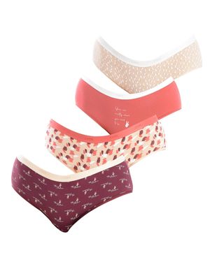 DIM Pack-4 Lot New York Culottes Mit Innenfutter D4C202 Damen - Rot
