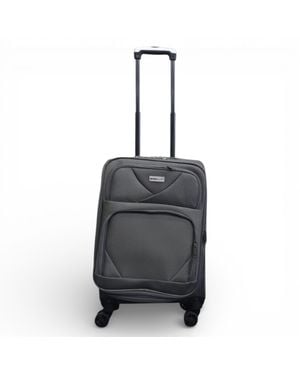 Infinity Leather Softshell, Leichter Grauer Nylon-Reisekoffer Mit Vier Rädern, Urlaubskoffer, Kabinenkoffer - Schwarz