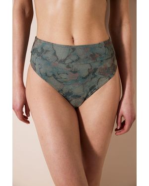 Penti Hochgeschnittene Blumenvorhang Bikini-Höschen - Grau