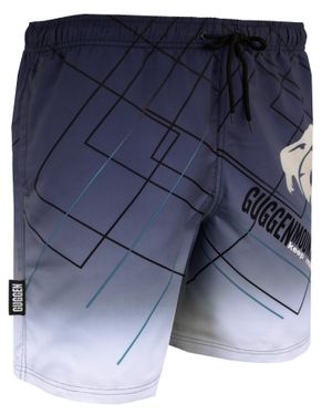GUGGEN Mountain Herren Badehose Kariert Weiß Schwarz - Blau