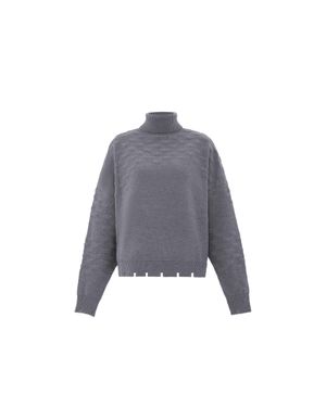 faina Rollkragenpullover Damen Hellgrau Melange