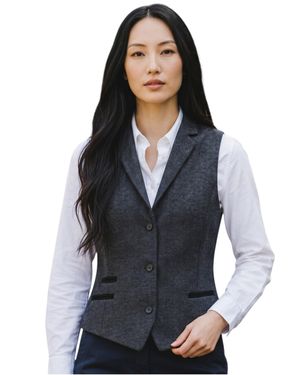 TruClothing Damen-Schwarze Fischgrät-Woll-Karo-Weste – Ws-1