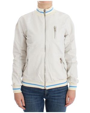 John Galliano Zip-Up Strickjacke Casual Bomber - Weiß