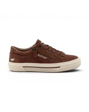 Mustang Damen Kunstleder-Sneaker Freizeitschuhe – M0112011 - Braun