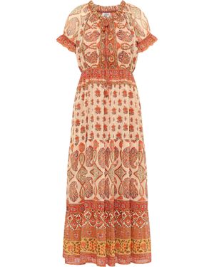 Usha Maxikleid Mit Allover-Print Damen Mehrfarbig - Orange
