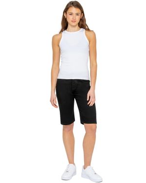 Enzo Damen Lange Jeansshorts - Schwarz