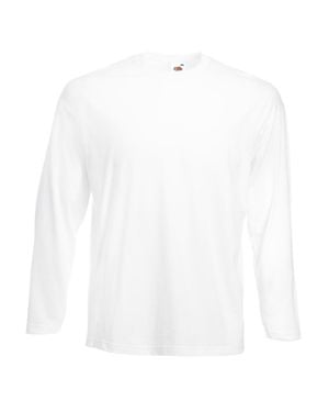 Fruit Of The Loom "Value" T-Shirt Für Herren/Damen Langärmlig - Weiß
