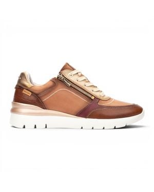 Pikolinos Damen-Tan Ledersneakers Trainerschuhe – Cantabria - Braun