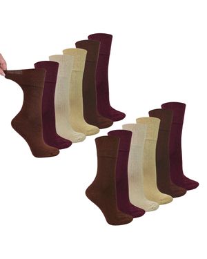 Dr.Socks 12 Paar Damen Bambus Diabetikersocken - Braun