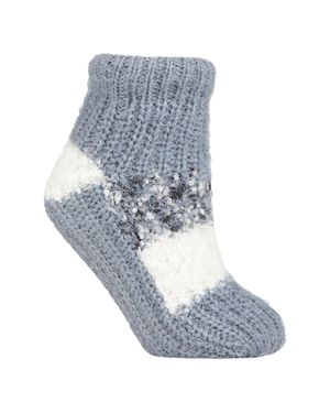 Elle 1 Paar Damen Sherpa Gefütterte Hausschuhsocken - Blau