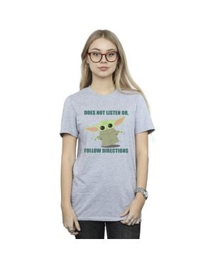 Star Wars "The Mandalorian Does Not Listen" T-Shirt Für Damen (Grau) - Blau
