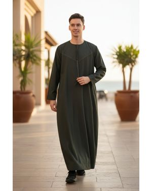 Thobez Herren Ramadan Eid Marokkanische Jubba Robe Kaftan Djellaba Thobe Lfs -Tt-008 - Schwarz