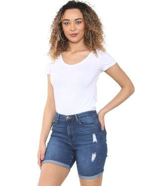 Enzo Ripped Denim Shorts - Blau