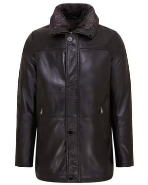 Infinity Leather Schwarzer, Mittellanger, Warmer Trenchcoat Aus Leder Für Herren