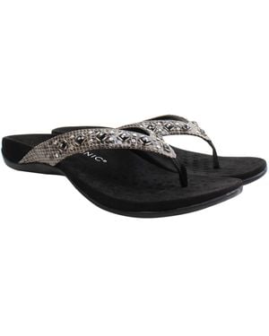 Vionic Floriana Snake Damen Schwarze Flip-Flops