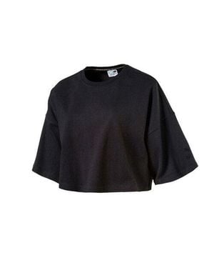 PUMA Einfarbiges Damen Crop Top - Schwarz