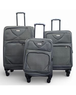 Infinity Leather Softshell, Leichte Graue Nylon-Reisetasche Mit Vier Rädern, Weihnachtskoffer - Schwarz