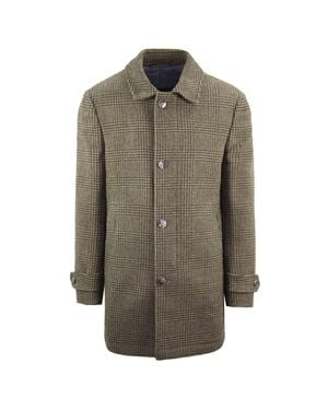 Hackett London Gewaschener Woll-Männerbraun Mantel - Grün