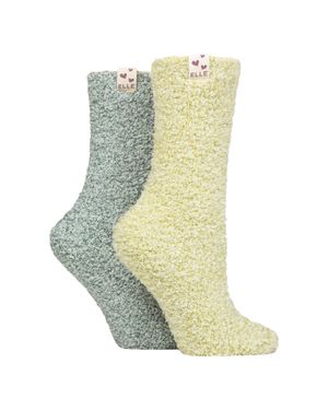 Elle 2Er-Pack Damen Zweifarbige Kuschelsocken Für Bett Und Zuhause - Grün